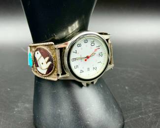 Signed Zuni Watch W Inlays
