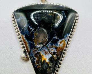 Sterling Silver African Pietersite Pendant with Eye
