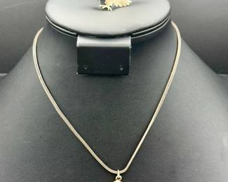 Sterling Silver Eagle Pin & Necklace
