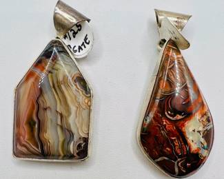 (2) Sterling Silver Pendants ft. Agate
