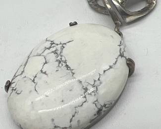 2.25” Sterling Silver White Howlite Pendant

