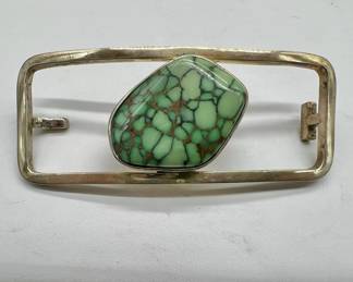 Sterling Silver Polished Stone Belt Buckle
