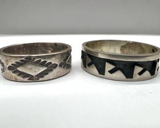 (2) Geometric Sterling Silver Bands
