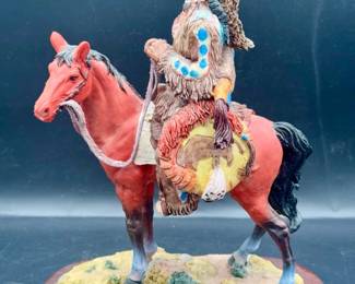 Native American "Buffalo Chief" Resin Statue Sculpture American Indian Art
