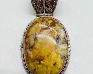 Dendritic Opalite 2.25” Ornate Sterling Silver Pendant
