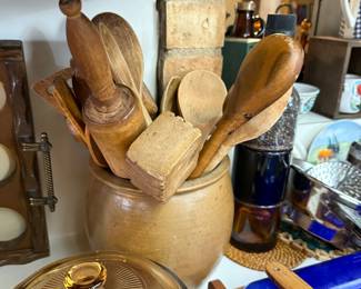 Beautiful Wooden Utensils, Spoons, Crocks