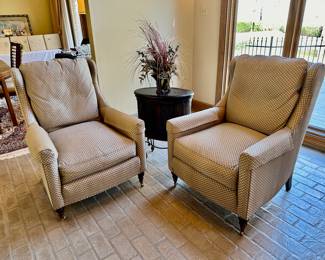 Selling as a pair these upholstered lounge chairs by Sherrill.