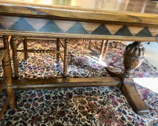 Detail of solid wood farm table