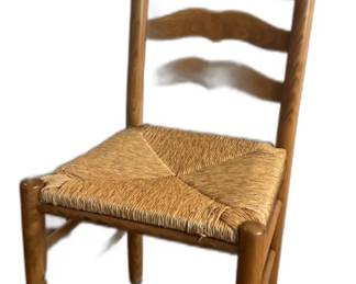 Great British Pine Mine Rustic Ladder Back Dining Chair with Woven Seat