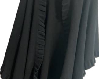 Black Ruffle merino wool Trim Poncho Cape