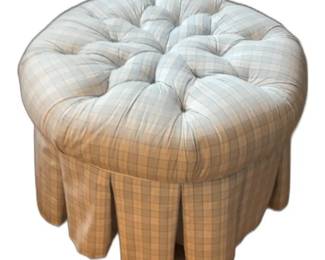 Tufted Round Ottoman with Pleated Skirt from Kellogg Collection
