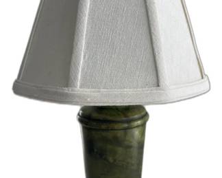 Green solid Marble Table Lamp with Fabric Shade 14” h