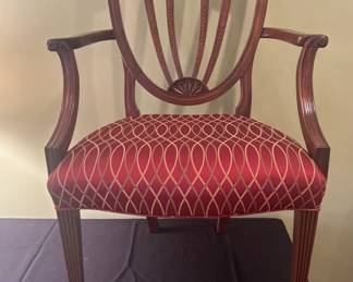 Set of 6 Antique Mahogany Shield-Back Dining Chairs