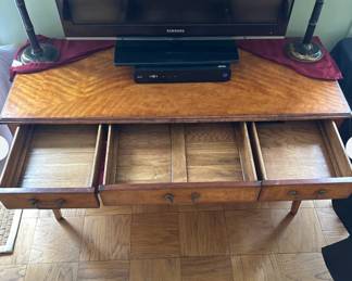 Antique Wooden Console Table with 3 Drawers - 29.5” H x 47” L x 18” D