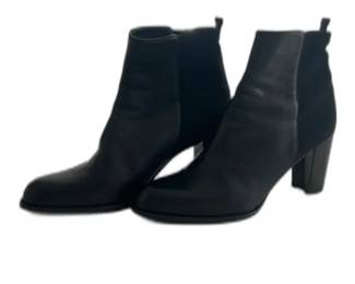 Stuart Weitzman Black Leather and suede Chelsea Booties- like new- size 9.5 m. 3 inch heel