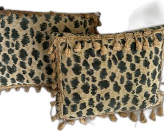 Set of 2 Curated Collection Leopard Print Throw Pillows