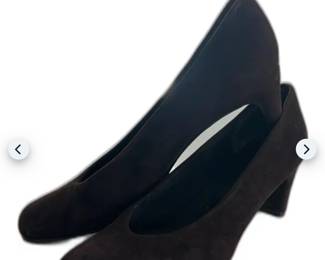 Stuart Weitzman Brown Suede Pumps with wide 2.5 inch heel- like new