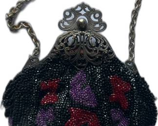 Vintage Beaded Handbag with Floral Design