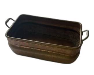 Antique Copper Rectangular Planter with Handles 11 x 7 x 4