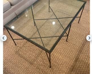 Kellogg Collection Glass Top Steel Coffee Table - 18” H x 42” L x 28” W