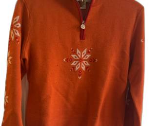 NEVE Vintage Orange Snowflake Quarter-Zip Sweater