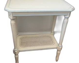 French Provincial End Table with Cane Shelf from Kellog Collection 26.5 H x 21.5 L x 15 w