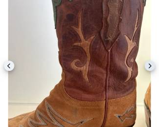 Western Cowboy Boots Suede Leather Brown & Tan women’s size 10