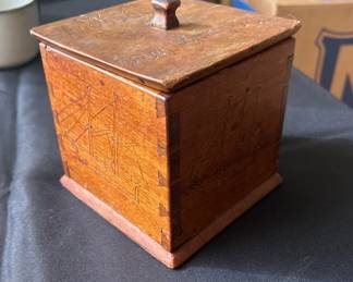Antique Wooden Box with Nautical Engravings