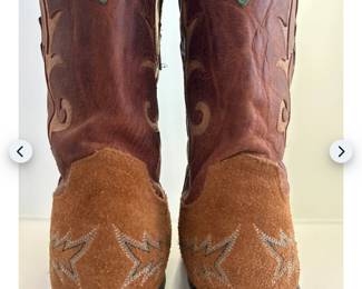 Western Cowboy Boots Suede Leather Brown & Tan women’s size 10