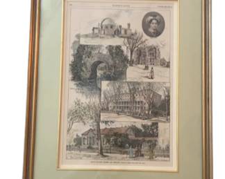 Vintage Framed Harper's Bazaar Print - Mount Holyoke College