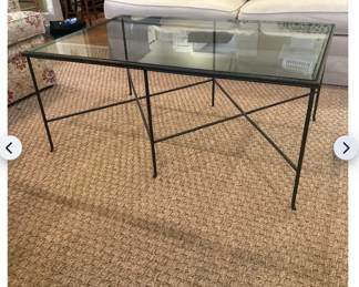Kellogg Collection Glass Top Steel Coffee Table - 18” H x 42” L x 28” W