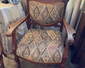 #39 - $100 -Antique armchair with upholstery
