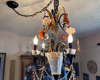 #65 - $350 - Chandelier metal with glass flowers