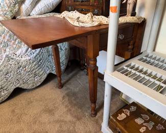 #26 - $200 - Antique drop leaf table could make a little breakfast table for sm space - open 44Wx 24Dx28H