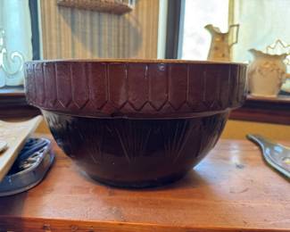 #66 -$50 - Large antique primitive pottery bowl 12'x6'