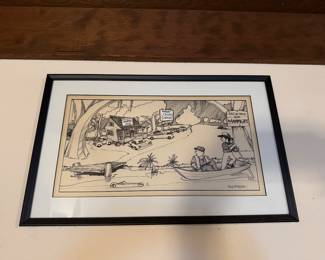 #7 - $80 Cartoonist black&white Cajun scene 19x11 -signed Paige Bradock