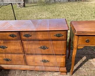 #68 - $350 - Cochrane US made wood set - 3 pieces side table, dresser with 6 drawers, tall chest