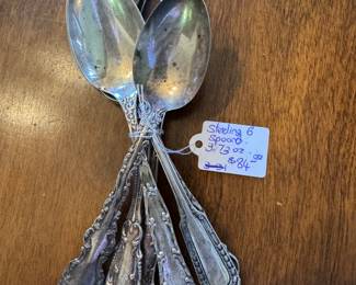 6 sterling spoons $84