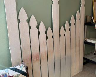 #54 - $90 -White Queen size headboard 67W white fence style