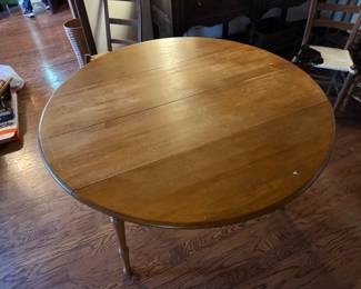 #3- $280 -Round maple 48" drop leaf table