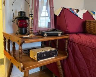 Stained Glass Sunset Hanging, VTG Handlan St. Louis Lantern, Decorative Thermometer, Panasonic Radio