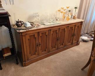 Vintage Thomasville marble top sideboard buffet