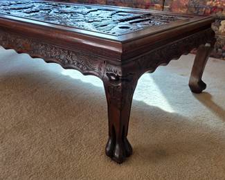 Vintage Chinese hand carved Huanghuali coffee table
