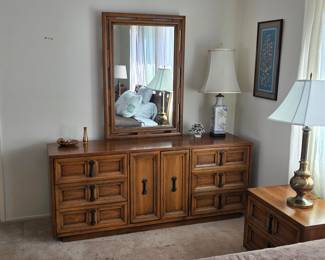 Vintage Spanish Revival dresser with mirror