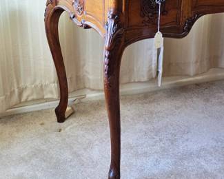 Antique French Provincial leather top writing desk (with keys for every lock)
