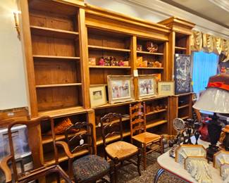 Chairs and large bookshelves