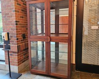 Beautiful large zen glass and wood cabinet