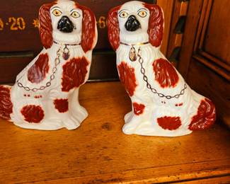 19th c. Authentic mantle dogs by Staffordshire, England