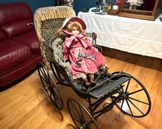 Antique Buggy w/Antique Doll 