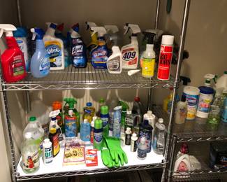 Cleaning supplies - metal shelves for sale too